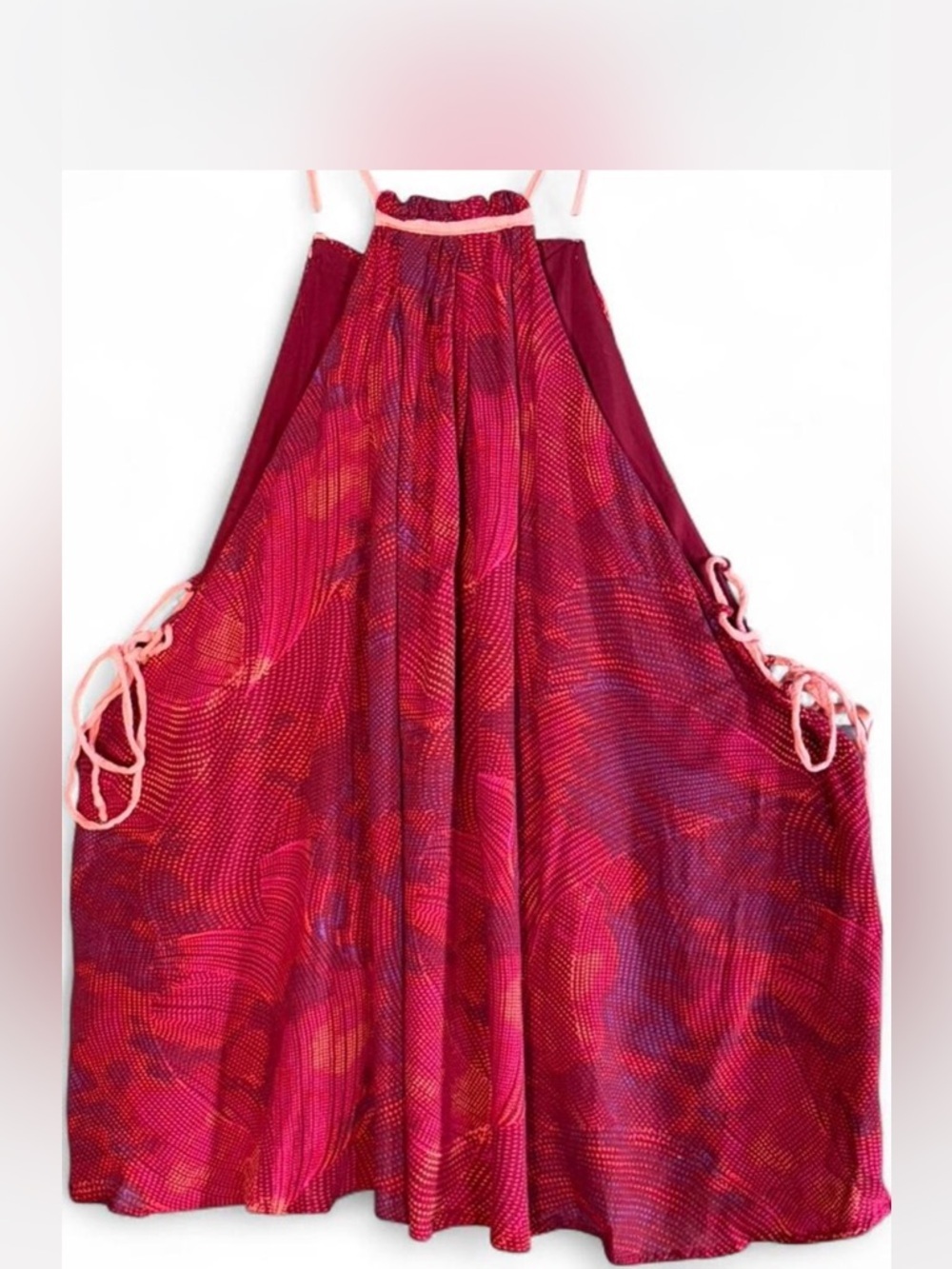 Free People Seasons in the Sun Tank Berry Red Sold Out Boho Halter Tie Top S - Picture 6 of 7